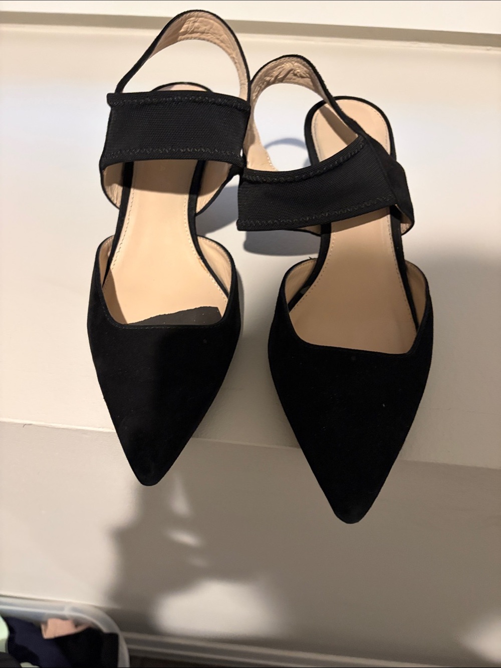 Pelle moda black suede Pointed Slingback Flats - Women's Fashion Shoes